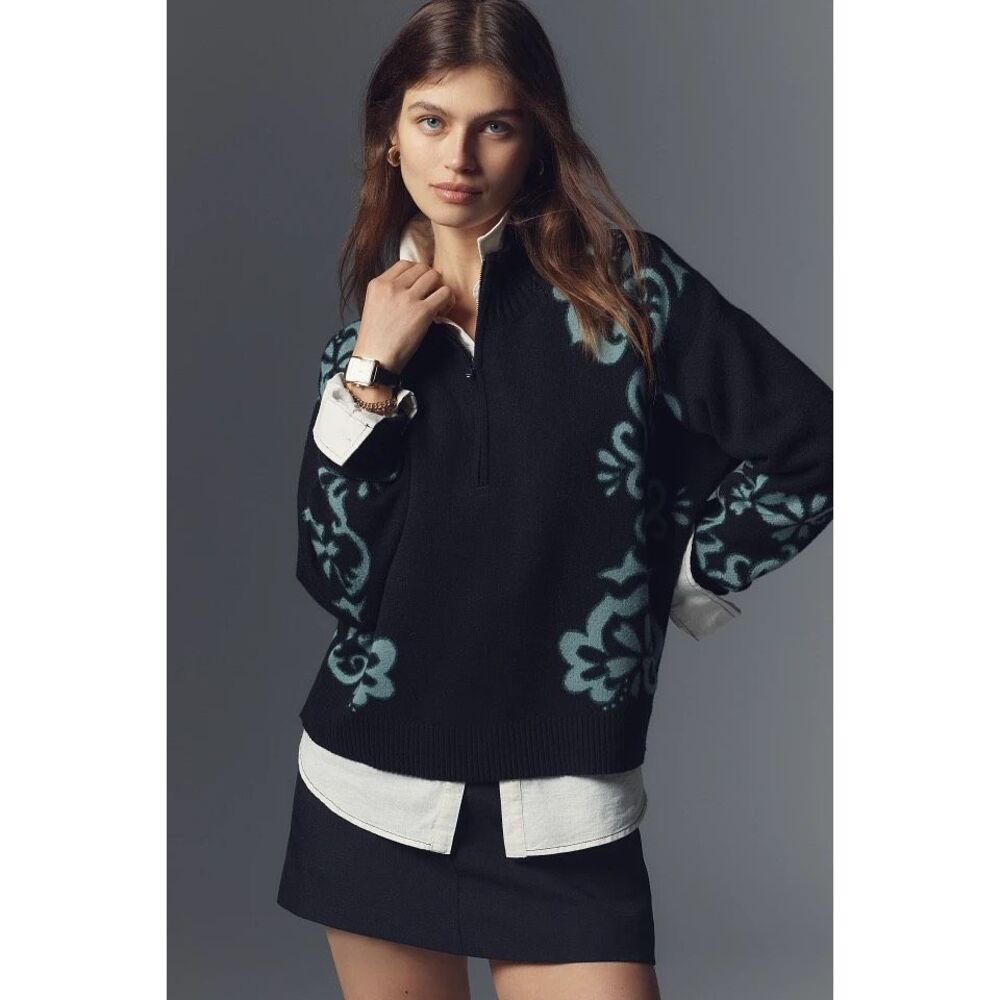 Anthropologie Montana Mock-Neck Half-Zip Sweater Size XS